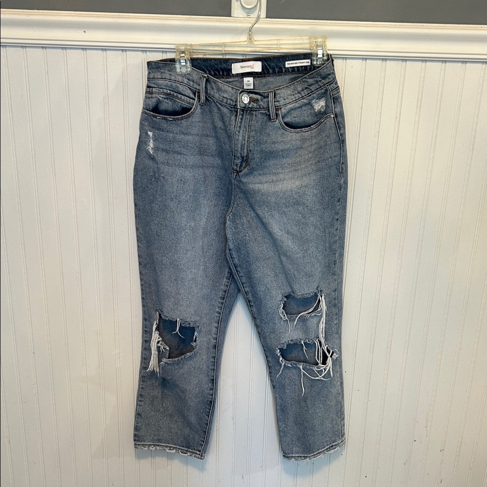 Skinnygirl Light Blue Distressed Cropped Jeans